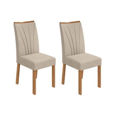 Imagem de Kit 2 Cadeiras De Cozinha Apogeu Amendoa-suede Creme - Lopas