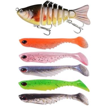 Imagem de Kit com 6 Iscas Artificiais top  Articulada + Silicone Soft - SWG, Col