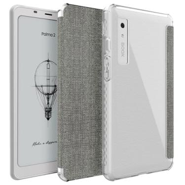 Imagem de TUDIA Capa SKN Flip V2 projetada para Onyx Boox Palma 2 - [Tecnologia aprimorada de despertar/hibernar automaticamente] à prova de choque fina transparente TPU traseira com capa de couro texturizado