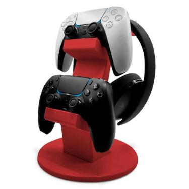 Imagem de Suporte de Controles e Headset PS5 Vertical - 3D Think BR, Vermelho