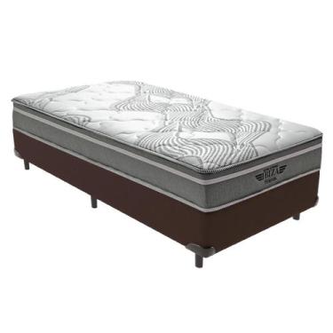 Imagem de Cama Box Marrom e Colchão Ibiza Molas Superlastic Solteiro V-Store 78x