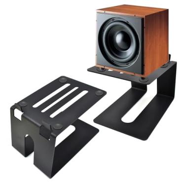 Imagem de Itvexeme Suporte Para Alto-Falante De Mesa, 1 Par, Metal Prateleira Com Almofadas Absorção Vibração, Computador Inclinação 5°, Monitor Estúdio 13,6 Kg, Melhora A Experiência Auditiva, Preto