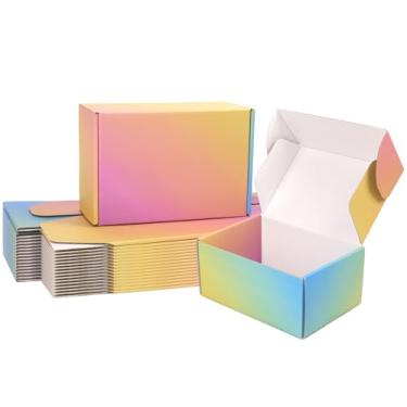 Imagem de DEZIBOX Caixas De Remessa Médias 9X6X4, Pacote Com 30 Papelão Ondulado Coloridas Para Pequenas Empresas, Correspondência E Embalagem