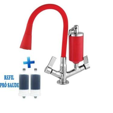 Imagem de Torneira Cozinha Filtro Bancada Flexível Jato Duplo Cone C-70 Safira C