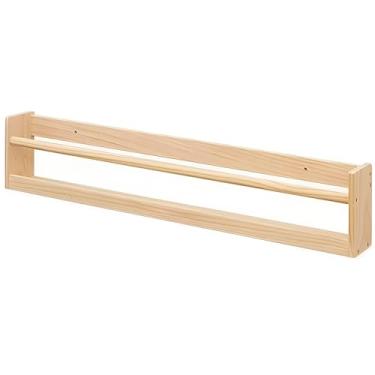 Imagem de Revisteiro de madeira para montar na parede, pequeno expositor de folhetos para pendurar, prateleira de exibição para escritórios, bibliotecas, casas, interiores (1 pacote, 60 cm de comprimento/23,6