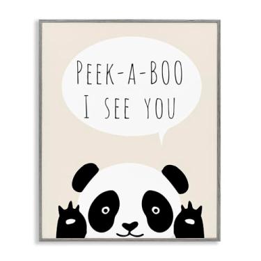 Imagem de Stupell Industries Arte giclée emoldurada cinza urso panda Peek-a-Boo, design por Chen Alyesh, 24 x 30