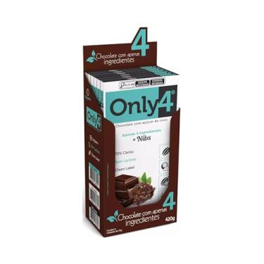 Imagem de Kit com 6 Tabletes de Chocolate 70% Cacau com Nibs de 70g cada - Only4