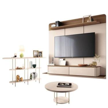Imagem de Home Suspenso Galax Castanho Off White E Aparador Infinity E Mesa De C
