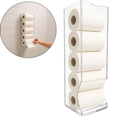 Imagem de Porta Papel Higiênico Suporte Em Acrílico para 5 Rolos Dispenser Banhe