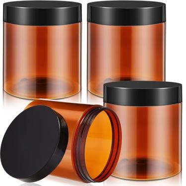 Imagem de Patelai 4 frascos redondos de plástico à prova de vazamento de boca larga com tampas para armazenamento de viagem, produtos de beleza, cremes faciais, óleos, pomadas, pomadas, faça você mesmo (473 g