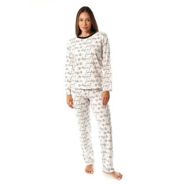 Imagem de Pijama Feminino De Frio Love Story Empório Do Algodão, Off white, GG