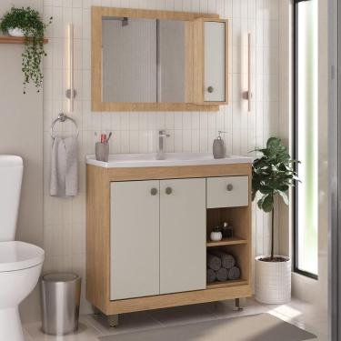 Imagem de Gabinete De Banheiro Com Cuba E Espelheira 80cm Multimóveis