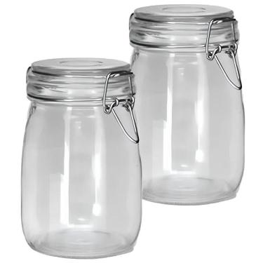 Imagem de Kit 5 Potes De Vidro Hermético 1L Tampa Vedação Conserva