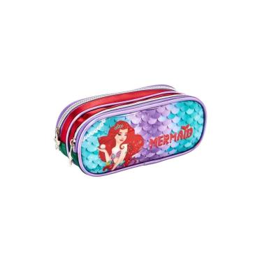 Imagem de Estojo Escolar Duplo Sereia Fundo Do Mar - Vermelho