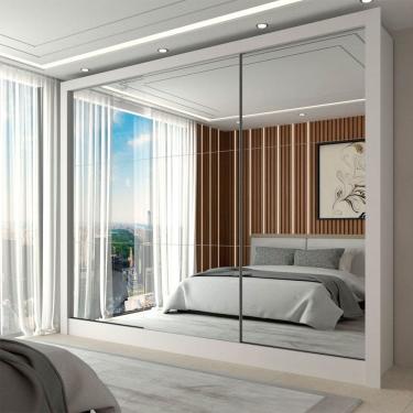 Imagem de Guarda-Roupa Casal Nevada 3 Portas 3 Gavetas com Espelho Branco - Panorama Móveis