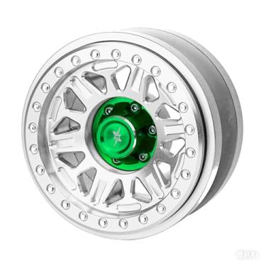 Imagem de BEAXTURBO Racing Upgrade Parts RC CNC 2.9''Aluminum Bead Lock Wheel-B for Axial SCX6 Trail Honcho Silver 1/6 1PCS (Silver-Green)