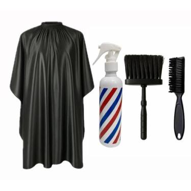 Imagem de Kit Barbeiro Capa Para Corte Espanador Borrifador Escovinha - Barbersh