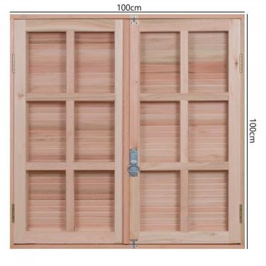 Imagem de Janela com Caixilhos de Abrir para Vidros Quadriculados e Venezianas de Abrir Natural