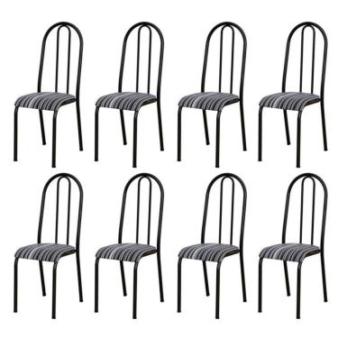 Imagem de Conjunto 8 Cadeiras 056 América Cromo Preto Listrado