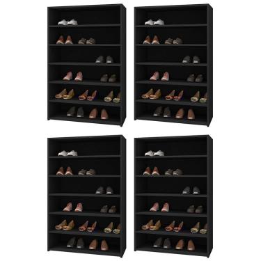 Imagem de Kit 04 Armários Multiuso Sapateira 5 Prateleiras Preto