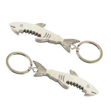 Imagem de SWATOM Chaveiro tubarão abridor de garrafas, 2 peças, ferramenta de abridor de cerveja, chaveiro, anel acessórios