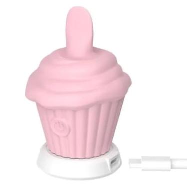 Imagem de Estimulador Formato De Cupcake Com Língua Estimuladora 10 Vibrações Brinquedo Erótico Vibrador [ROSA]