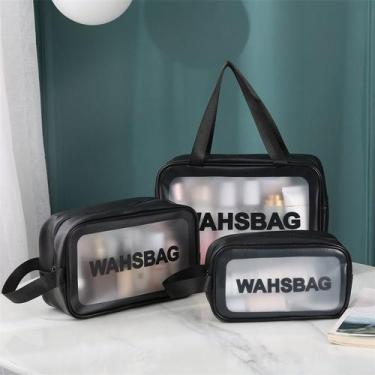 Imagem de Kit 3 Necessaire Maquiagem Transparente WashBag A Prova De Água - oem,