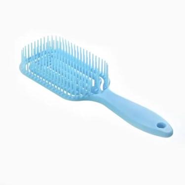 Imagem de Pente de cabelo para massagem no couro cabeludo, escova de cabelo molhada e cacheada, desembaraçadora, escova de cabelo para salão de beleza feminino, ferramentas de modelagem (azul)