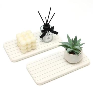Imagem de Tapete de secagem de pratos de terra diatomácea para bandeja de pia de banheiro, balcão de cozinha, saboneteira, bandejas de pia de pedra de diatomita branca, porta-copos absorventes de água, bandeja