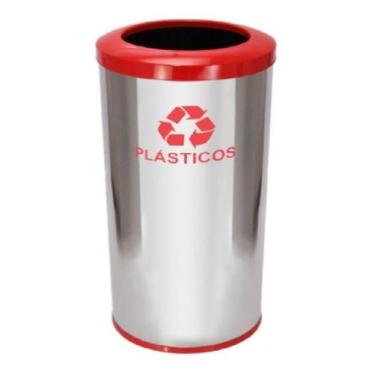 Imagem de Lixeira Em Aço Inox 30X70Cm Com Aro Pintado 50L (C31) - JSN