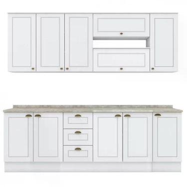 Imagem de Cozinha Completa Americana 9 Peças Sem Vidro Branco - Móveis Henn Branco