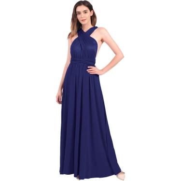 Imagem de Mulheres Elegante Dama De Honra Wrap Vestido De Festa à Noite Conversível Multi Way Vestido De Baile Transformer Vestido De Coquetel Formal De Casamento Vestidos Maxi Longos, Navy Blue, S