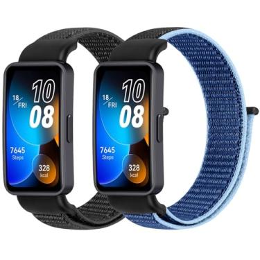 Imagem de WNIPH Pulseiras de relógio de nylon compatíveis com Huawei 10/9/8, 2 peças, pulseiras de reposição esportivas respiráveis ajustáveis para mulheres e homens