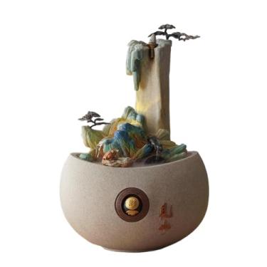 Imagem de LICONG-2019 Fonte de mesa arenito Rockery fonte de mesa decoração de mesa circulante água pequena fonte meditação relaxamento fonte interna (natural)
