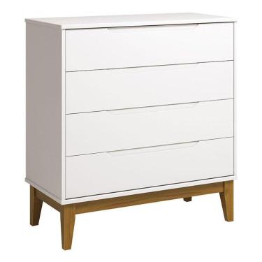 Imagem de Cômoda Gaveteiro Classic Elfe Branco Acetinado Amadeirado - Reller