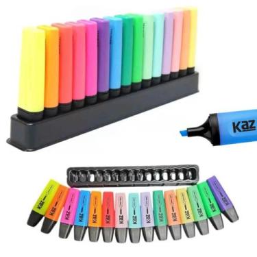 Imagem de Marca Texto 15 Cores Chanfrado Com Suporte Kaz Kz6018