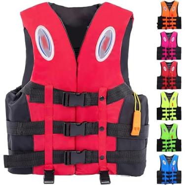 Imagem de Caixa Salva -vidas De Caiaque Com Cinto Ajustável, Tiras Reflexivas, Apito, Colete Salva -vidas Para Meninas Para Meninas Para Caiaque, Passeios De Barco, Esportes Aquáticos,2XL,Red