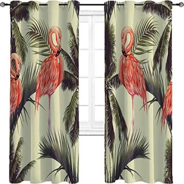 Imagem de Cortinas blackout de palmeira para quarto - Cortinas escurecidas com isolamento térmico com ilhós para sala de estar, tratamento de sombreamento completo cortina de isolamento de cozinha, L 250 x C