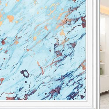 Imagem de Película de janela 3D de mármore, textura de estilo mármore, para porta de vidro, banheiro, sala de estar, L90 x C 190 cm