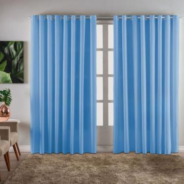 Imagem de Cortina grande Ilhós Cromado 3 x 2,20 Oxford Para Quarto Sala Escritório(Azul Bebê)