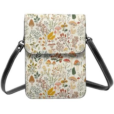 Imagem de Bolsa para celular pequena bolsa transversal de couro bolsa transversal bolsa fofa média para celular bolsa carteira feminina, Cogumelo 3, One Size