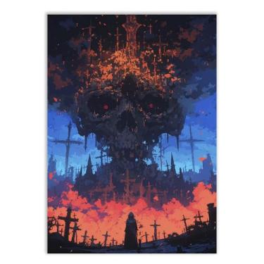 Imagem de Placa Decorativa Games Ilustração 8 Bit Cemiterio Decoração Poster Quarto Sala