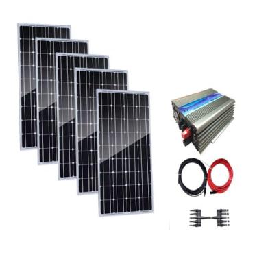 Imagem de Sistema De Amarração De Grade De Painel Solar De 400 W: 4 Peças De Painel Solar De 100 Watts Com Inversor De Amarração De Rede De 1000 W Ac 220v / 230v Para Casa, 500w