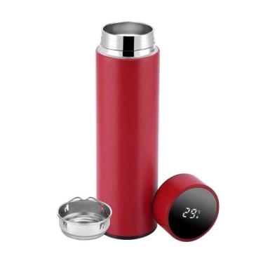 Imagem de Garrafa Isotérmica Térmica Aço Inox Led temperatura 500ML Vermelha - S