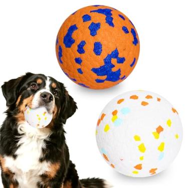 Imagem de Bolas de tênis para cães, pacote com 2, brinquedos para cães para mastigadores agressivos, indestrutíveis, duráveis, bolas para mastigar, seguras e saltitantes, cães flutuantes para água, brinquedo
