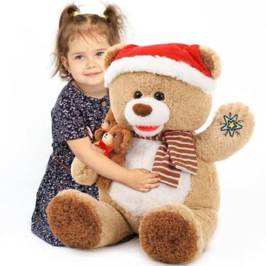 Imagem de Ursinho de pelúcia de Natal MoriSmos com bebês de 62 cm