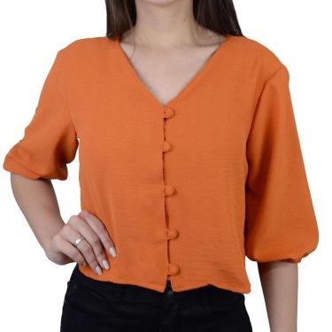 Imagem de Camisa Feminina Olho Fatal Cropped Laranja Rust - 60162-Feminino