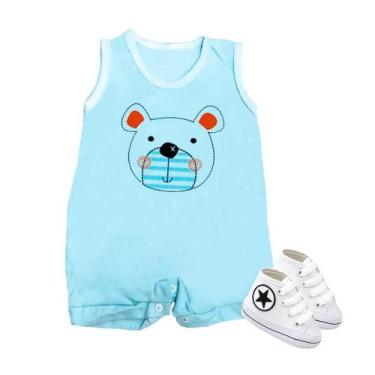 Imagem de Kit Banho De Sol 2 Pçs Roupa De Bebê Macacão Regata Enxoval - Koala Ba