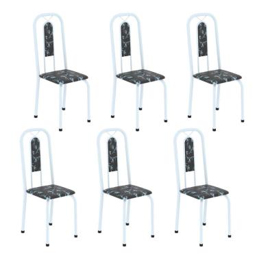 Imagem de Cadeiras para Sala de Jantar 6 Unidades Lívia Preto Floral / Branco