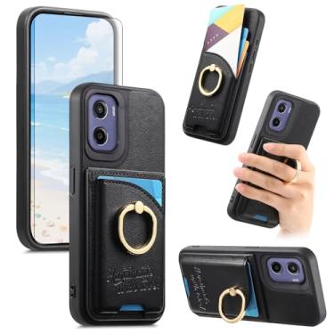 Imagem de Asuwish Capa de telefone para Motorola Moto G05/E15 4G capa carteira com protetor de tela de vidro temperado e suporte de cartão de crédito de couro PU anel suporte acessórios para celular GO5 G 05 E